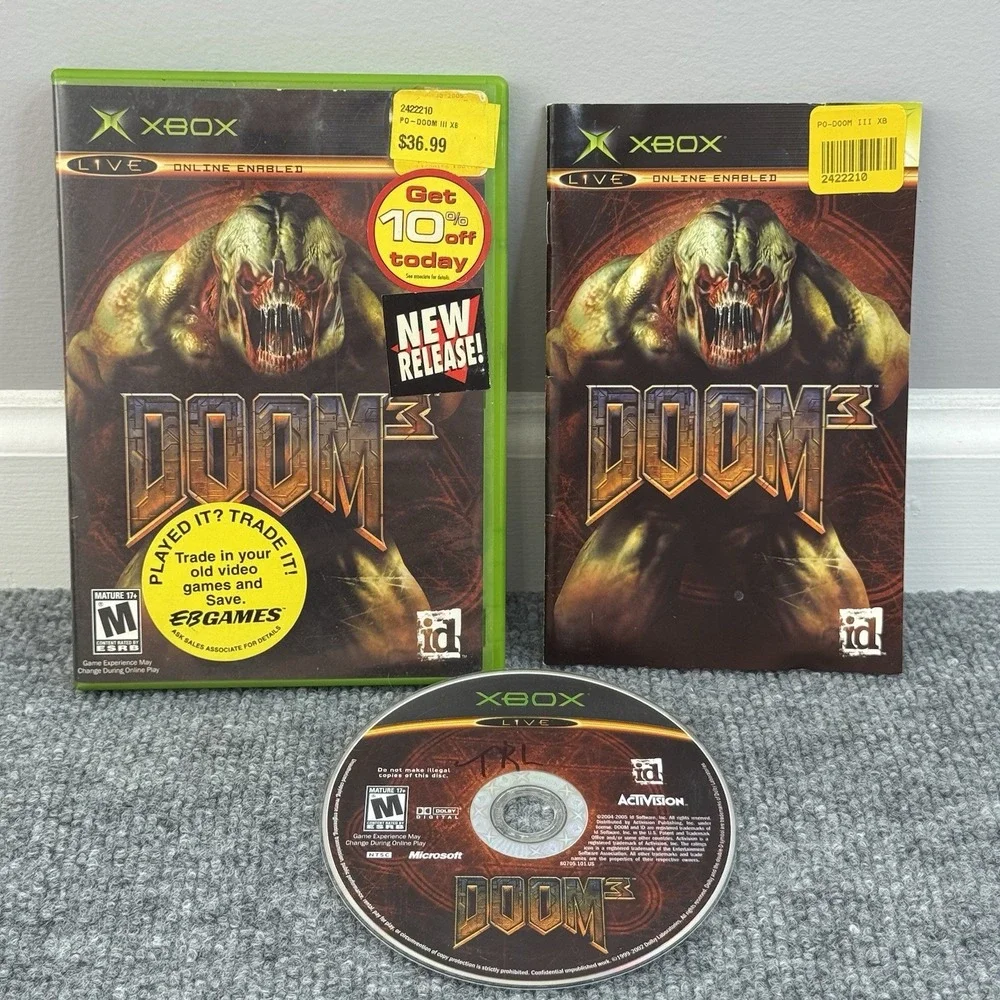 Doom 3 (Microsoft Xbox,‎ 2005) CIB Complete w/Manual - Tested Working